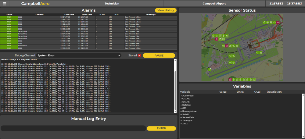 Technician screen
