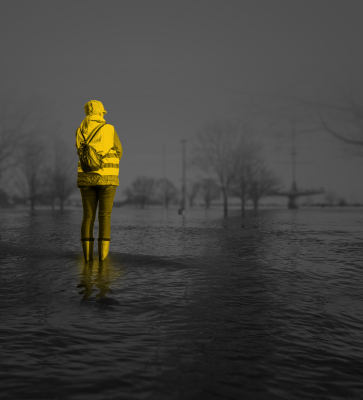 Person standing in flooded area