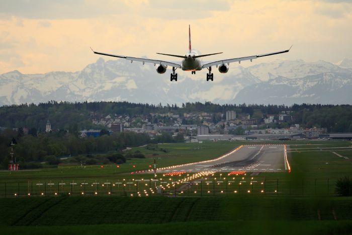 plane approaching runway