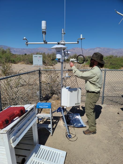 Dirk Baker setting up a station at Death Valley