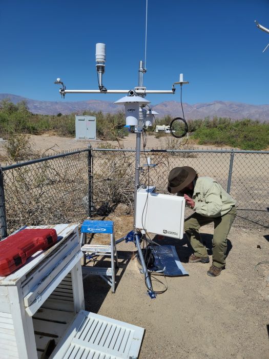 Dirk Baker setting up a station at Death Valley