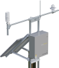 Shown with optional mounting hardware, solar panels, and sensors