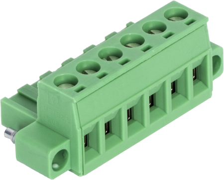 28915: Green 6-Pin Screw Terminal Plug Connector with Threaded