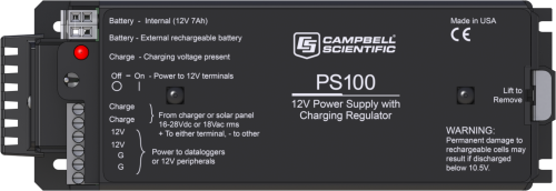 PS100 12 V Power Supply with Charging Regulator and 7 Ah Rechargeable Battery