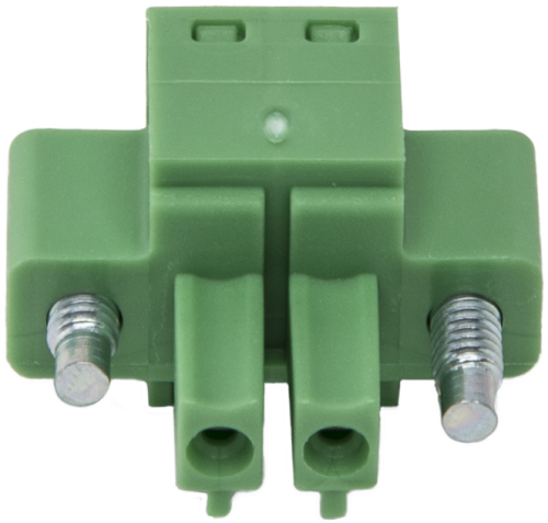 7843 Green 2-Pin Screw Terminal Plug Connector with Threaded Flange