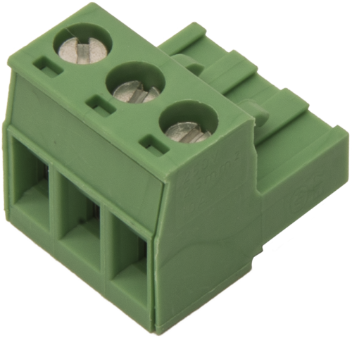 6616 3-Pin Screw Terminal Plug Connector .2 inch pitch Straight Wire Entry 12-24 AWG Green