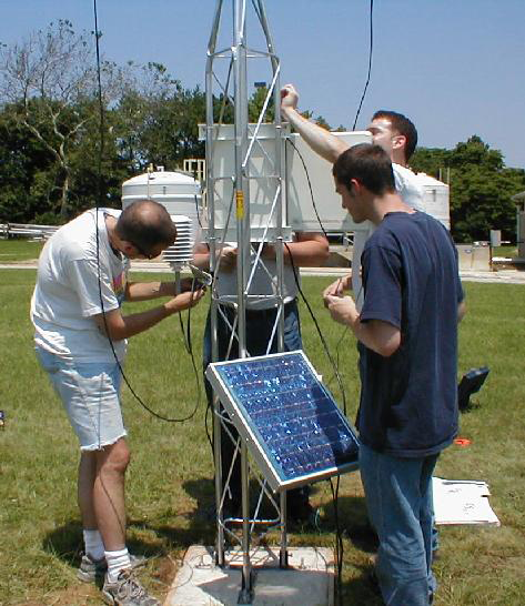 Installing a new DEOS station increases the area covered by the network, and allows graduate students at the University of Delaware to gain experience working with meteorological equipment in the field.