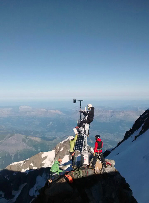 The weather station sits just below the peak of Mont Blanc, Europe's tallest mountain